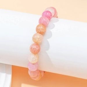 Crystal Beaded Bracelet Peach Pink Stretch